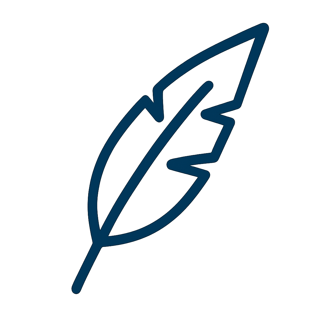 Illustration d’une plume stylisée – symbole de créativité et de communication
